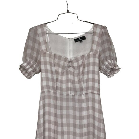 Lulus Womens Dress Small Soft Side of Mauve Zip Back Puff Sleeves - Picture 2 of 9